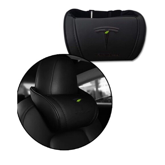 Tesla Model S X 3 Y & Cybertruck Car Headrest Neck Pillow Memory Foam Solid BLK - Picture 1 of 6